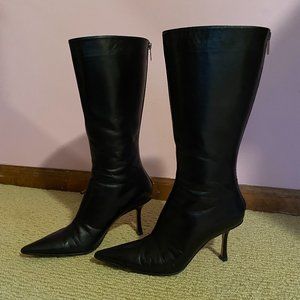 Jimmy Choo Black Leather High Heel Boots Size 37.5